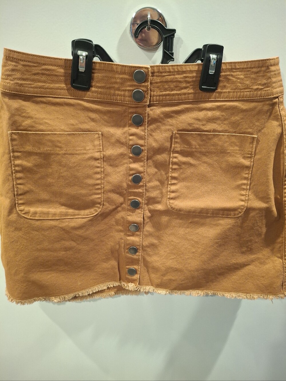Madewell Mustard Button-Front Mini Skirt with Patch Pockets